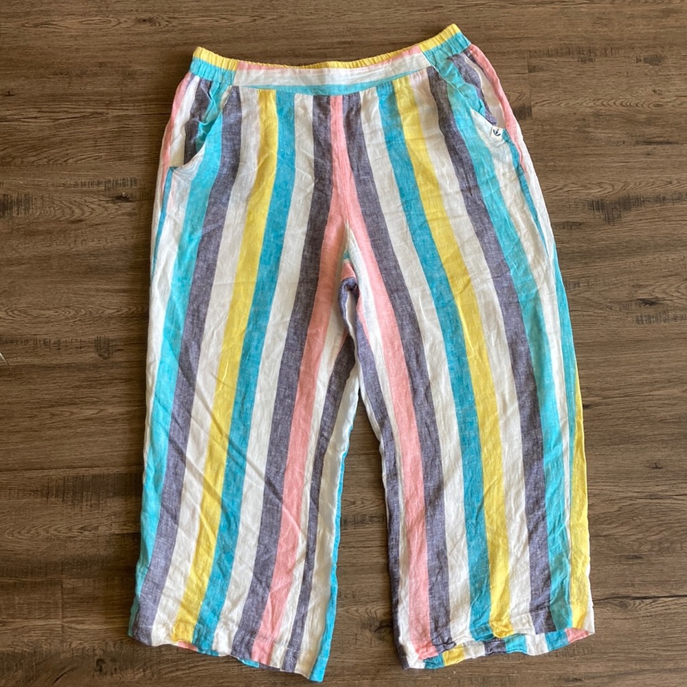 Splendid x Gray Malin| St. Barry’s Linen Blend Striped Ankle Pants sz XL